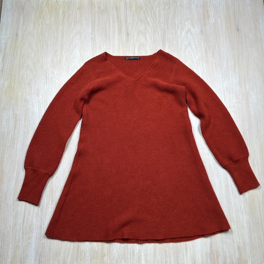 Peruvian Connection XS 100% Royal Alpaca Rust Orange Knit Sweater Dress A Line
